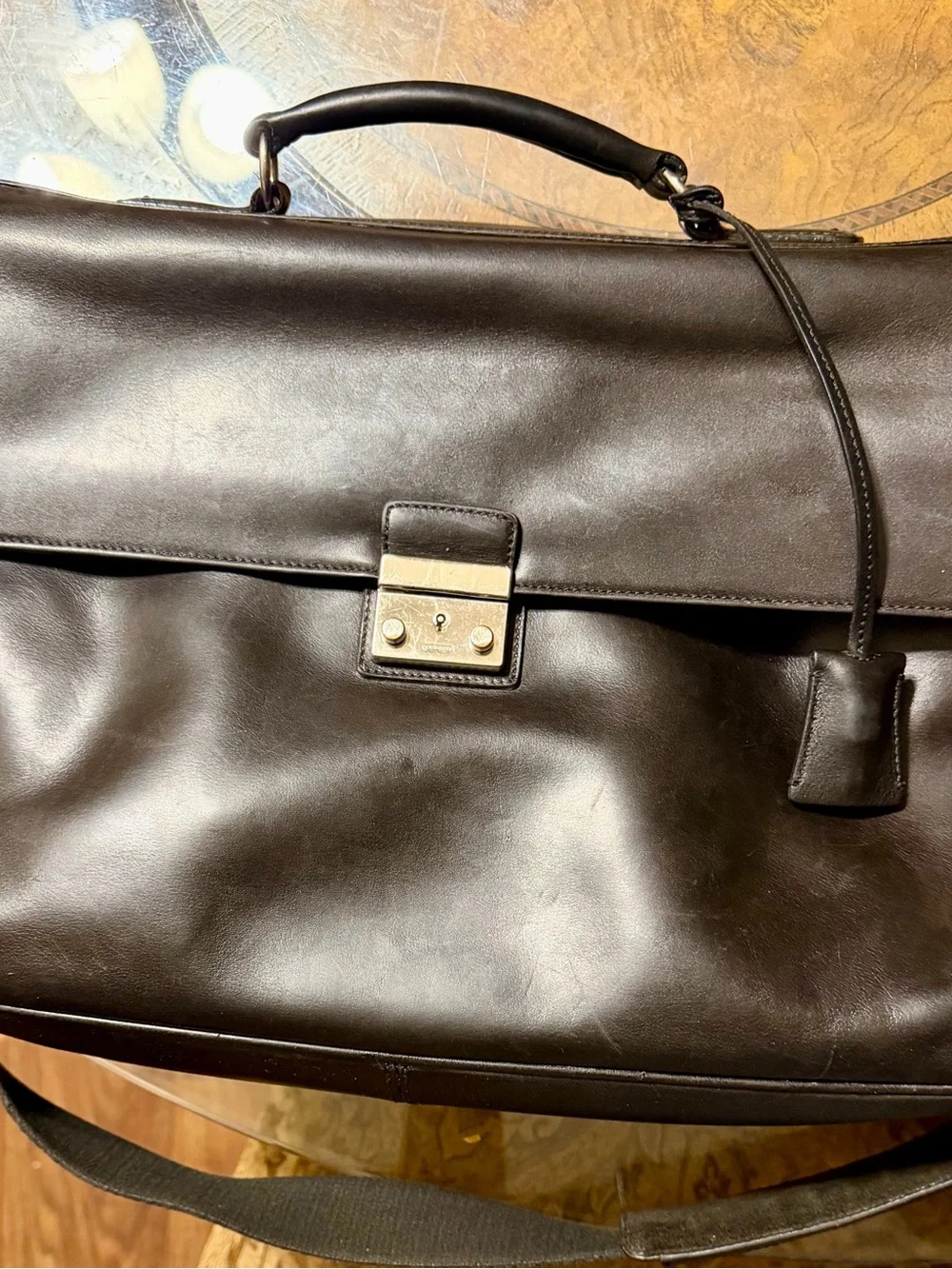 Classic Pre-Loved Black Leather Men's Coach Briefcase - Professional Carry
